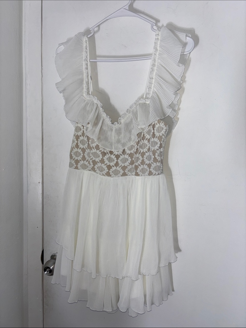 Angel Biba Ivory Ruffle Lace Tiered Romper